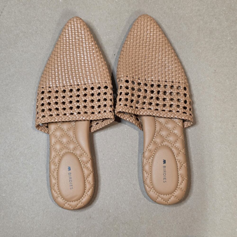 Birdies The Dove Vegan Leather Mules Flats Shoes Women's Sz 11 Tan NWOT